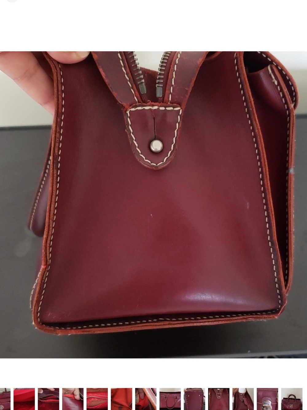 Dooney & Bourke Burgundy Leather Satchel with Brass Lock ALTO - Picture 10 of 12